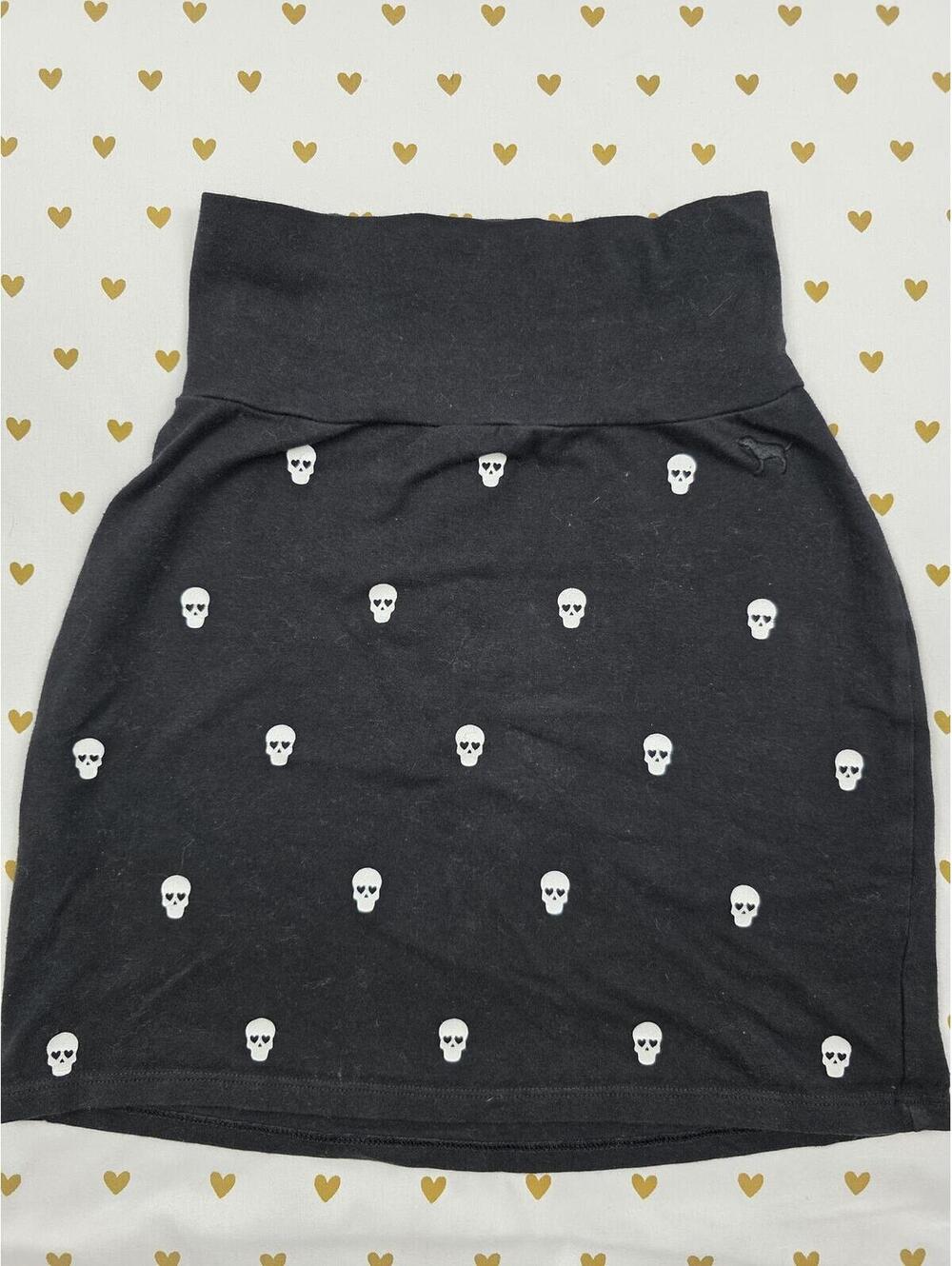 Victorias Secret PINK SKULLS Rare Miniskirt SKIRT Goth Black XS